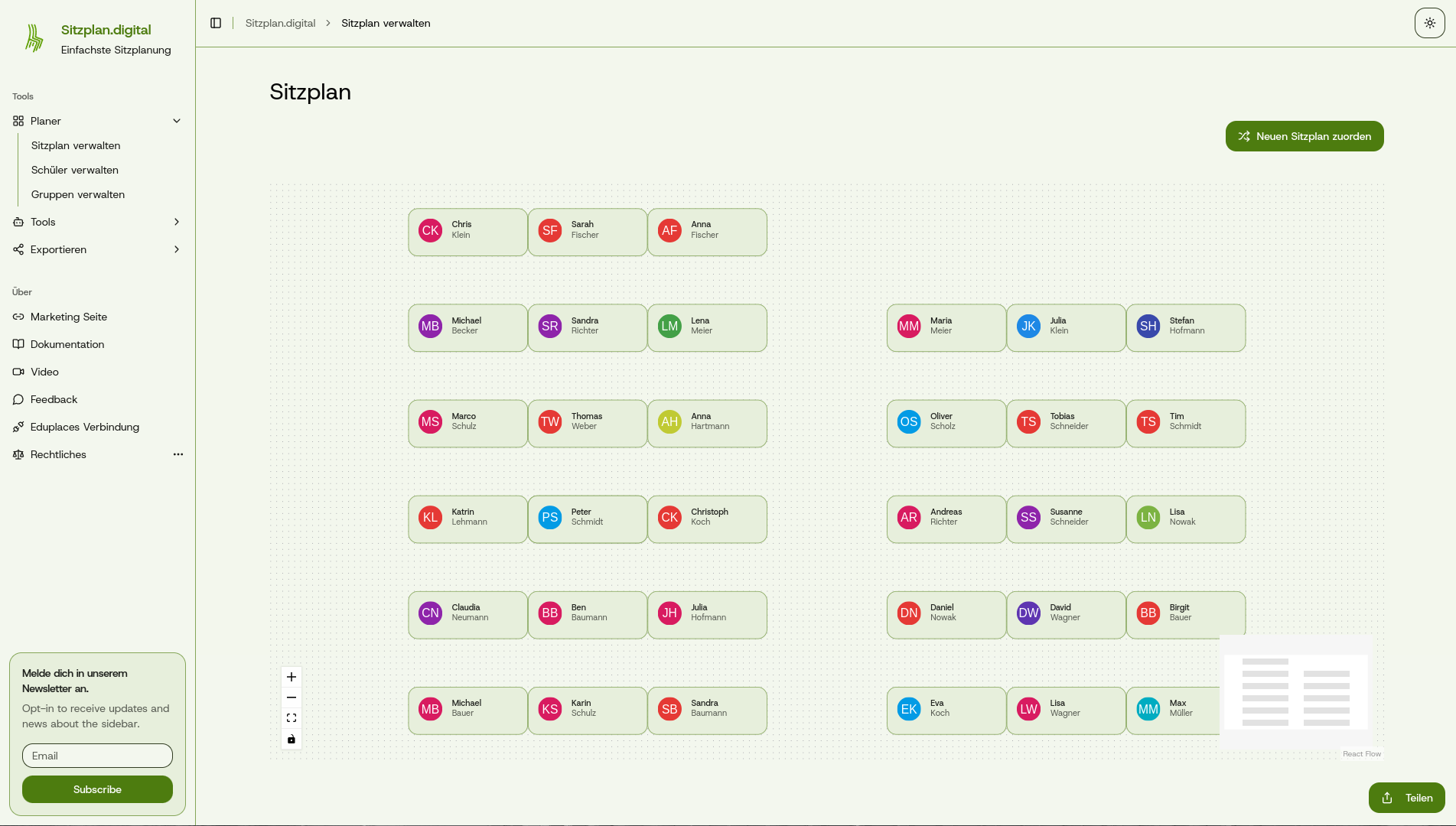 Screenshot der App Sitzplan.digital